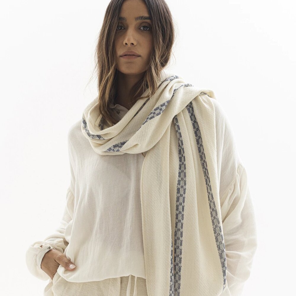 SCARF AMBATO NAVY BLUE (BABY LLAMA - MERINO WOOL AND COTTON)